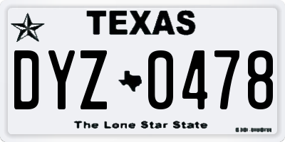 TX license plate DYZ0478