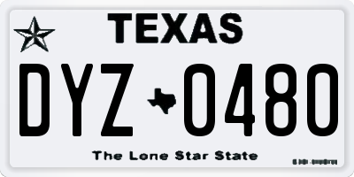 TX license plate DYZ0480