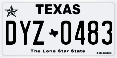 TX license plate DYZ0483