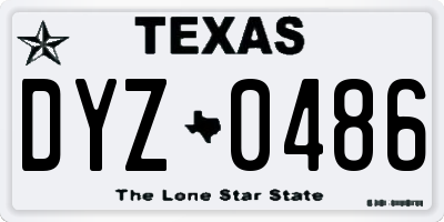 TX license plate DYZ0486