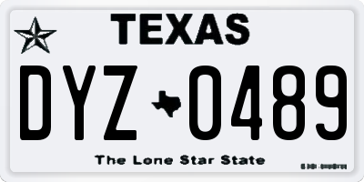 TX license plate DYZ0489