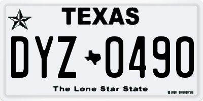 TX license plate DYZ0490
