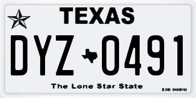 TX license plate DYZ0491