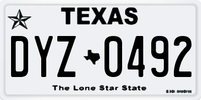 TX license plate DYZ0492