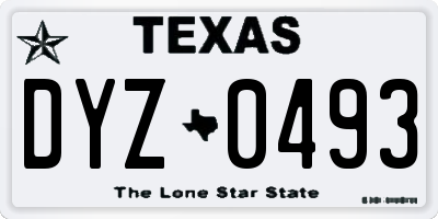TX license plate DYZ0493