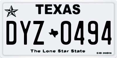TX license plate DYZ0494