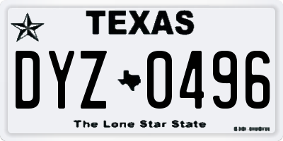 TX license plate DYZ0496