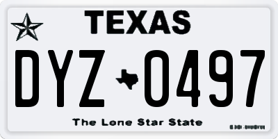 TX license plate DYZ0497