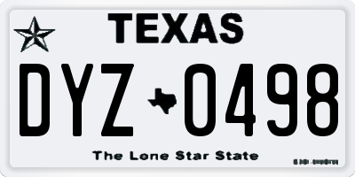 TX license plate DYZ0498
