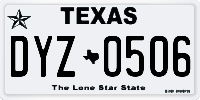 TX license plate DYZ0506