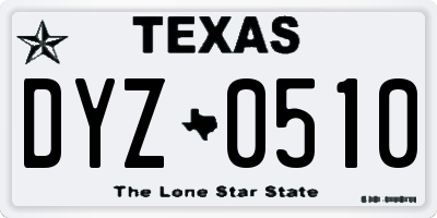 TX license plate DYZ0510