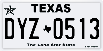 TX license plate DYZ0513
