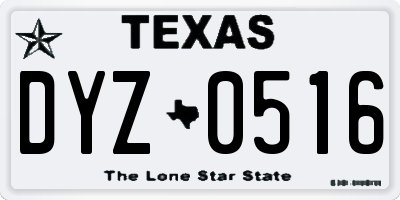 TX license plate DYZ0516