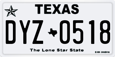 TX license plate DYZ0518