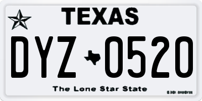 TX license plate DYZ0520