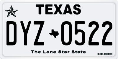 TX license plate DYZ0522