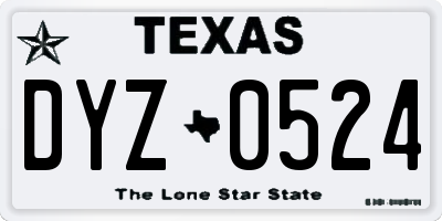 TX license plate DYZ0524