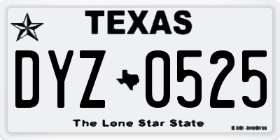 TX license plate DYZ0525