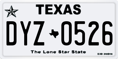 TX license plate DYZ0526