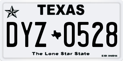 TX license plate DYZ0528