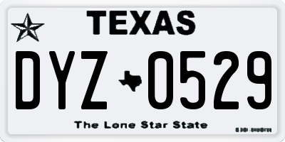 TX license plate DYZ0529