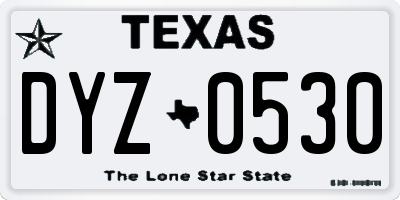 TX license plate DYZ0530