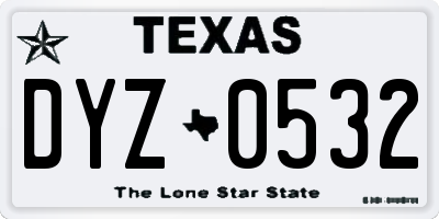 TX license plate DYZ0532
