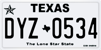 TX license plate DYZ0534