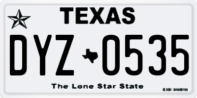 TX license plate DYZ0535