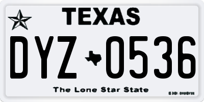 TX license plate DYZ0536