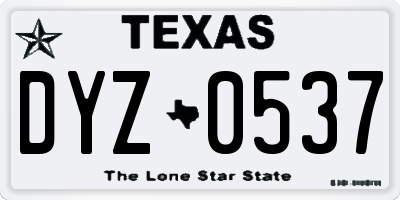 TX license plate DYZ0537
