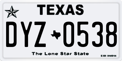 TX license plate DYZ0538