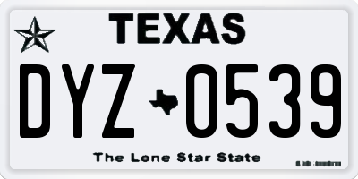 TX license plate DYZ0539