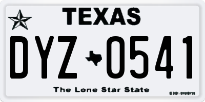TX license plate DYZ0541