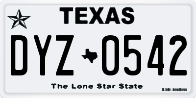 TX license plate DYZ0542