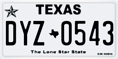 TX license plate DYZ0543