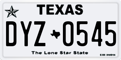TX license plate DYZ0545