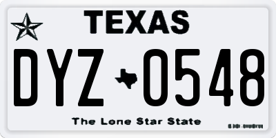 TX license plate DYZ0548
