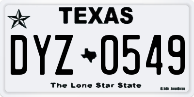 TX license plate DYZ0549
