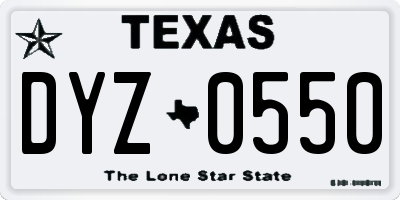 TX license plate DYZ0550