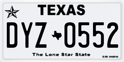 TX license plate DYZ0552