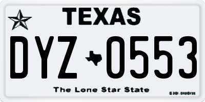 TX license plate DYZ0553