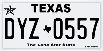 TX license plate DYZ0557