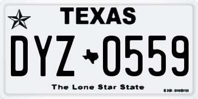 TX license plate DYZ0559