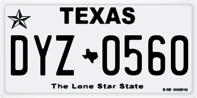 TX license plate DYZ0560