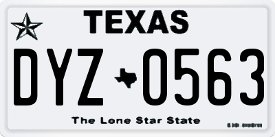 TX license plate DYZ0563