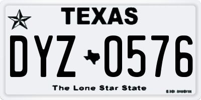 TX license plate DYZ0576