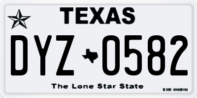 TX license plate DYZ0582