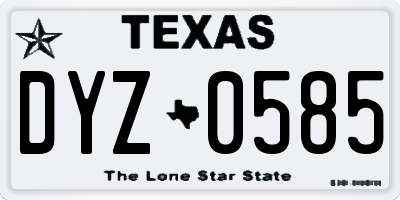 TX license plate DYZ0585