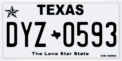 TX license plate DYZ0593